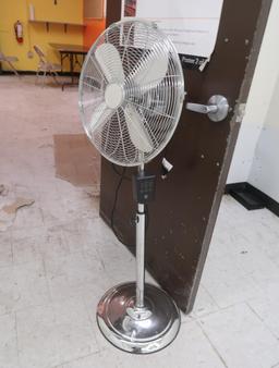contents of 2) rooms- folding tables, fan on stand, wall shelves, etc