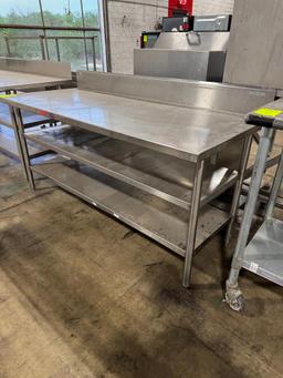 WIN-HOLT Stainless steel table w/ backsplash & two undershelves