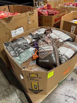 Pallet of smoking pellets and wood