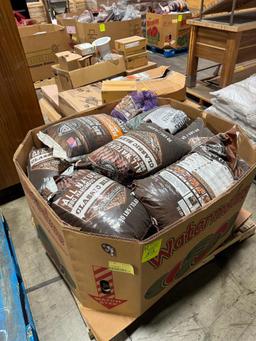 Pallet of smoking pellets and wood