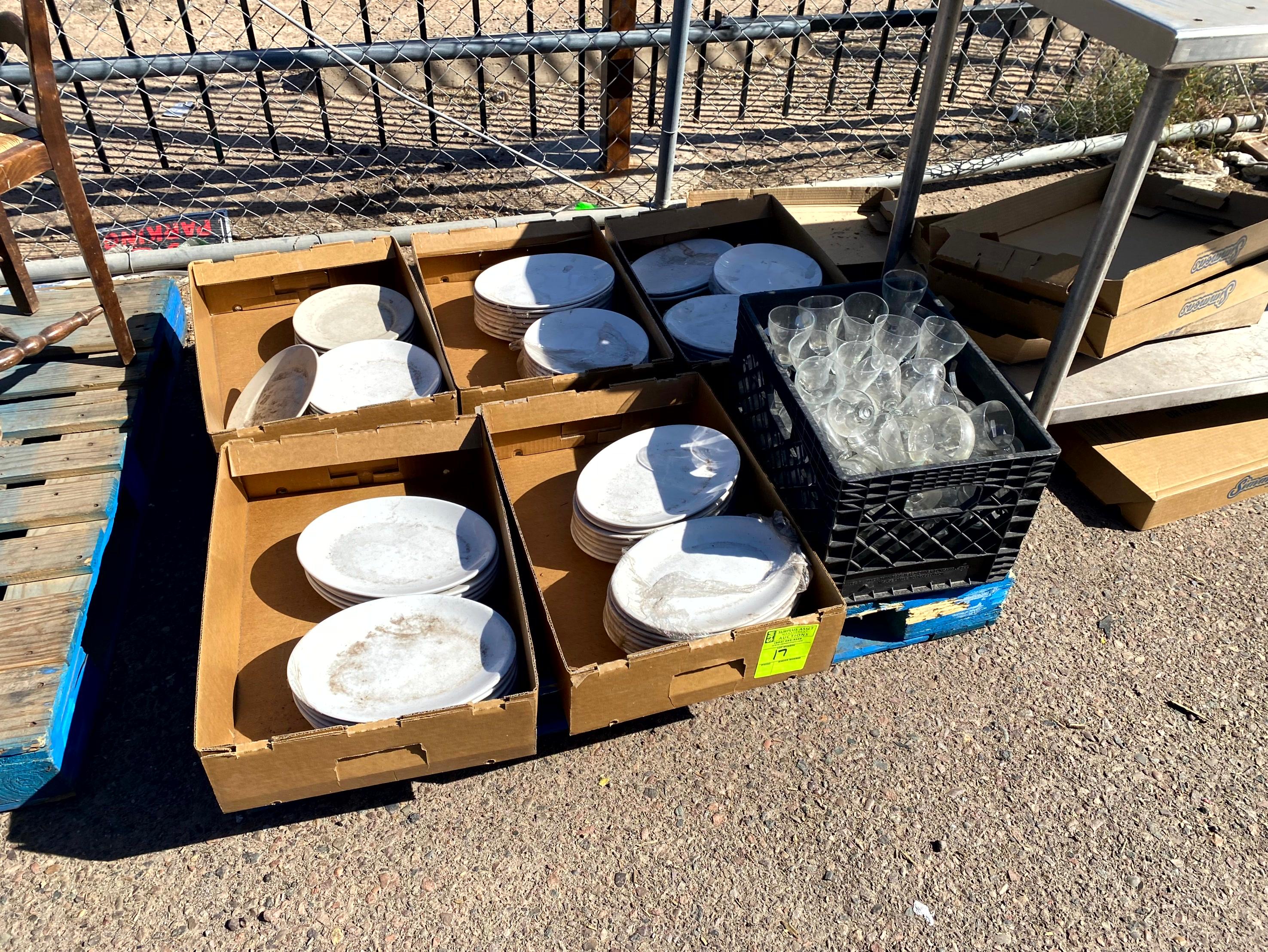 PALLET OF PORCELAIN PLATES AND GLASSES