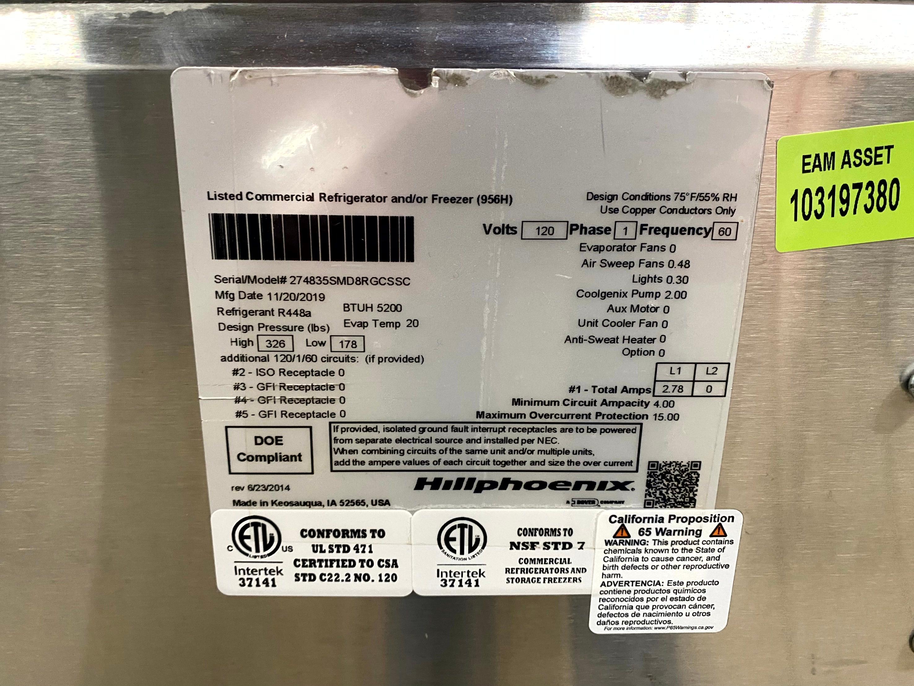 16FT RUN OF 2019 HILL PHOENIX MEAT CASES