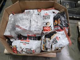 Bin of charcoal and charcoal briquets