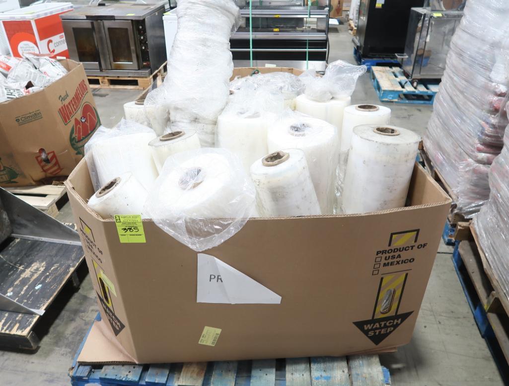 Pallet of rolls of plastic