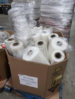Pallet of rolls of plastic