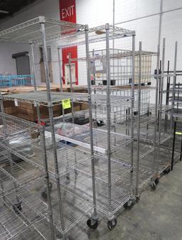 wire shelving units, on casters