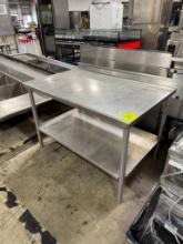 Stainless steel table w/ backspash and undershelf