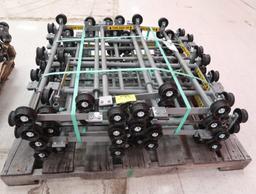 pallet of rolling carriages for track