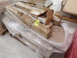 pallet of misc- "riser spline", LED lights, shelf-front fencing, etc