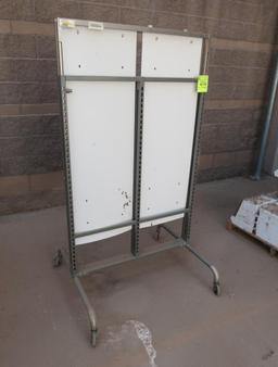 2-sided merchandising shelving unit, no shelves, on casters