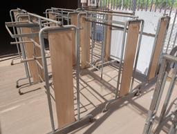 2-sided merchandising shelving units, no shelves, on casters