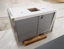 service counter w/ solid surface top & locking cabinet doors, new