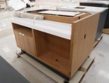 service counter w/ solid surface top & cabinet under, new