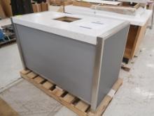 service counter w/ solid surface top & locking cabinet doors, new