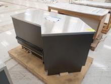 angled service counter w/ stainless top & cabinet under, new