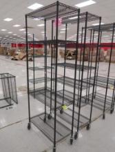wire shelving units, on casters
