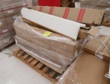 pallet of angled bookcase shelves