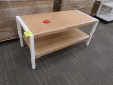 merchandising tables, light oak top, new