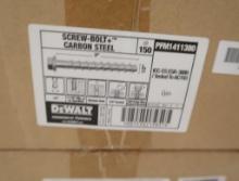 boxes of DeWalt Screw-Bolt+ carbon steel concrete anchors