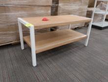 merchandising tables, light oak top, new