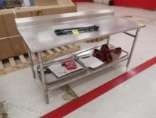 stainless table w/ backsplash & undershelf