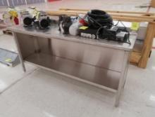 stainless table w/ backsplash & cabinet under