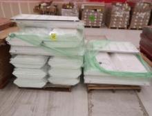 pallets of LED 2x4 troffer lighting fixtures