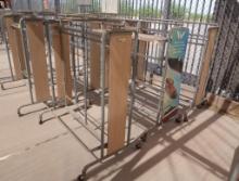 2-sided merchandising shelving units, no shelves, on casters