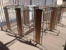 2-sided merchandising shelving units, no shelves, on casters