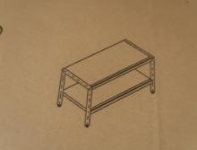 merchandising table w/ undershelves, light oak top, new