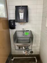 KNEE OPERATED HAND SINK W/ SOAP AND PAPER TOWEL DISPENSER