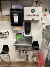 KNEE OPERATED HAND SINK W/ SOAP AND PAPER TOWEL DISPENSER