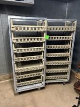 CRATE RACKS W/ PLASTIC PRODUCE CRATES