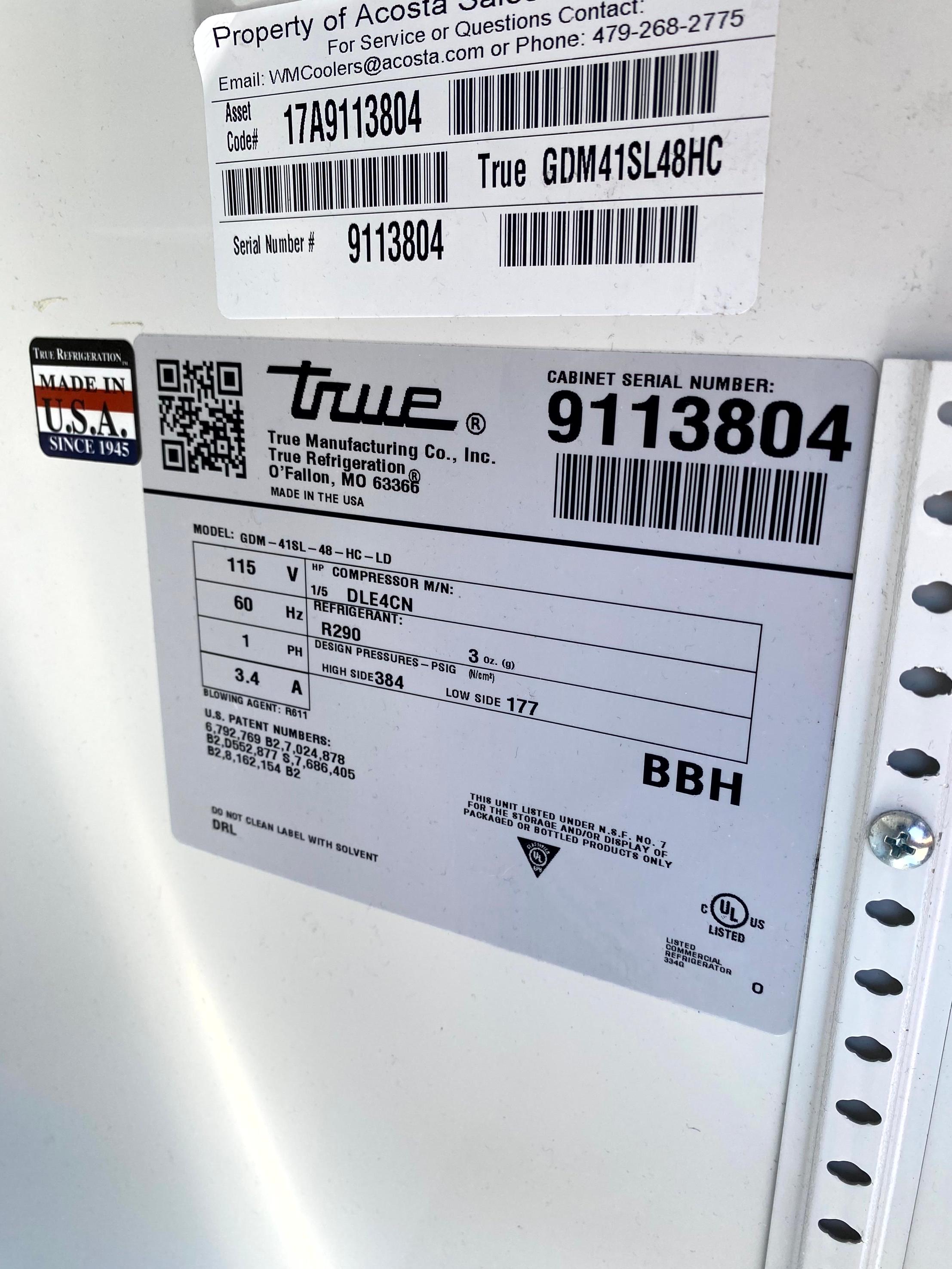 TRUE SLIDING DOOR COOLER