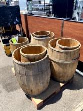 PALLET OF WOOD BARRELL MERCHANDISERS