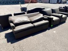 (2) FAUX LEATHER ARM CHAIRS (1) SOFA