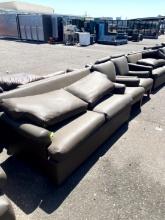(2) FAUX LEATHER ARM CHAIRS (1) SOFA