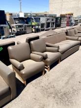 (2) FAUX LEATHER ARM CHAIRS (1) SOFA