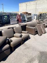 (2) FAUX LEATHER ARM CHAIRS (1) SOFA