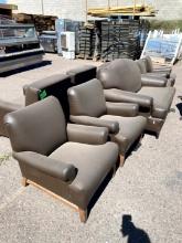 (4) FAUX LEATHER ARM CHAIRS (1) SOFA