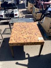 WOOD AND GLASS TOP COFFEE TABLES