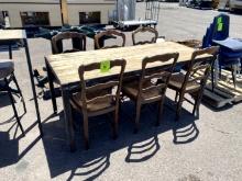 WOOD DINING ROOM TABLE WIT CHAIRS