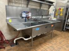 STAINLESS STEEL THREE COMPARTMENT SINK W/ SPRAYER