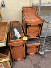 GROUP OF WOODEN PRODUCE MERCHANDISERS