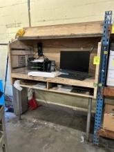 LARGE RECEIVING DESK W/METAL FRONT LEGS