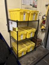 3FT WIRE RACK W/ YELLOW HAZMAT BINS
