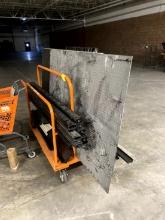 ORANGE 3 COMPARTMENT CART AND CONTENTS