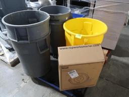 pallet of waste receptacles