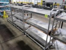 solid shelving stocking carts on casters (3) angled shelves