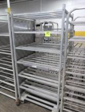 aluminum tub/tray rack, on casters